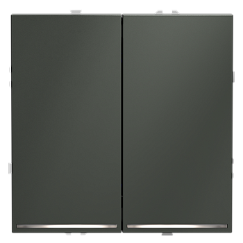 Выключатель встраиваемый Voltum S70 двухклавишный с подсветкой 10А, (титан)