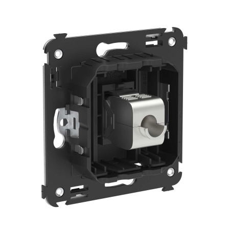 Компьютерная розетка RJ-45 без шторки в стену, кат.5e одинарная экранированная, "Avanti", "Черный матовый" DKC