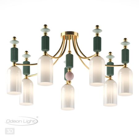 Люстра потолочная E14 7*40W CANDY золото/разноцветн./керамика/стекло ODEON LIGHT