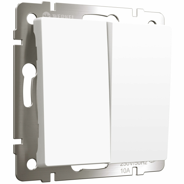 Выключатель двухклавишный (белый матовый) СУ IP20 Werkel