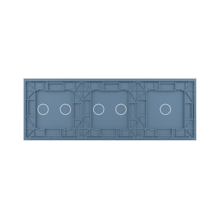 Панель для трех сенсорных выключателей, 5 клавиш (1+2+2), цвет синий, стекло Livolo