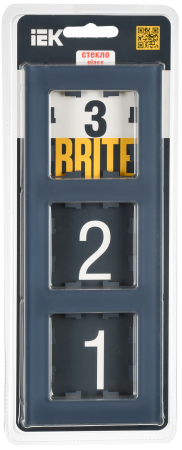 BRITE Рамка 3-мест. РУ-3-2-Бр стекло маренго матовый IEK