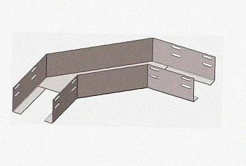 Лоток угловой замковый перфорированный КГЗ 300х100-90 УХЛ1 поворот на 90, горячее цинкование S1,5
