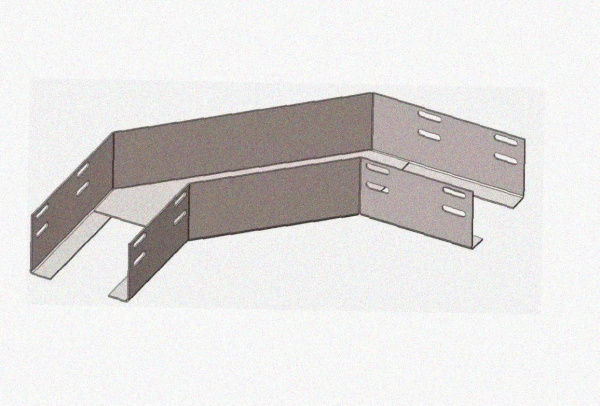 Лоток угловой замковый перфорированный КГЗ 300х100-90 УХЛ1 поворот на 90, горячее цинкование S1,5
