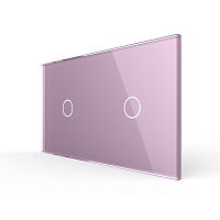 Панель для двух сенсорных выключателей, 2 клавиши (1+1), цвет розовый, стекло Livolo