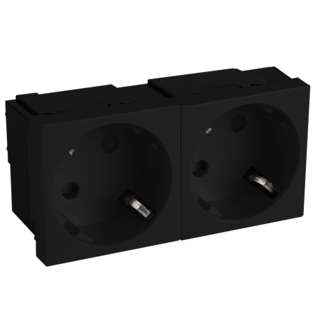 Donel Розетка 2х2К+З нем.ст., 45 гр., с з/ш, черн. (90х45мм), серия (тип) DF6
