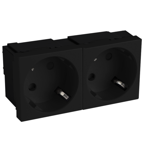 Donel Розетка 2х2К+З нем.ст., 45 гр., с з/ш, черн. (90х45мм), серия (тип) DF6 Donel Розетка 2х2К+З нем.ст., 45 гр., с з/ш, черн. (90х45мм), серия (тип) DF6