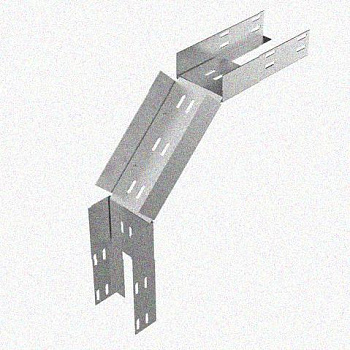 Лоток перфорированный КС 250х50-90 УТ1,5 для поворота трассы вниз на 90, оцинкованный лист S1,5