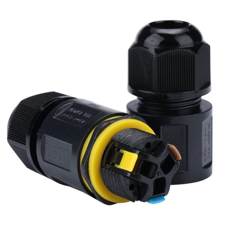 Соединитель-коннектор 3-контактный LD545 с рычажной клеммой, с пружинным контактом, водонепроницаемый, черный STEKKER