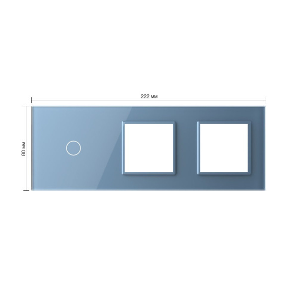 Панель для сенсорного выключателя и двух розеток, 1 клавиша, цвет синий, стекло Livolo