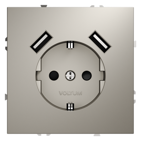 Розетка встраиваемая Voltum S70 с заземлением и защитными шторками, 16А, с USB, A+A, (кашемир) Розетка встраиваемая Voltum S70 с заземлением и защитными шторками, 16А, с USB, A+A, (кашемир)
