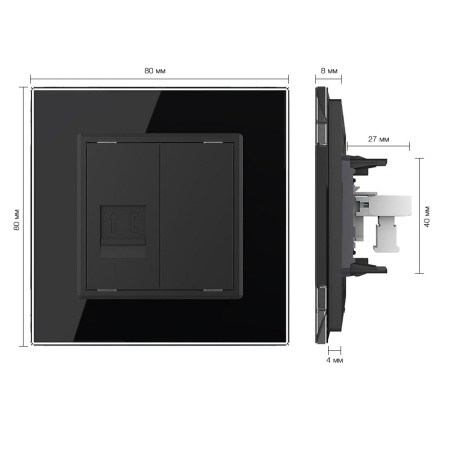 Розетка телефон Черная Livolo