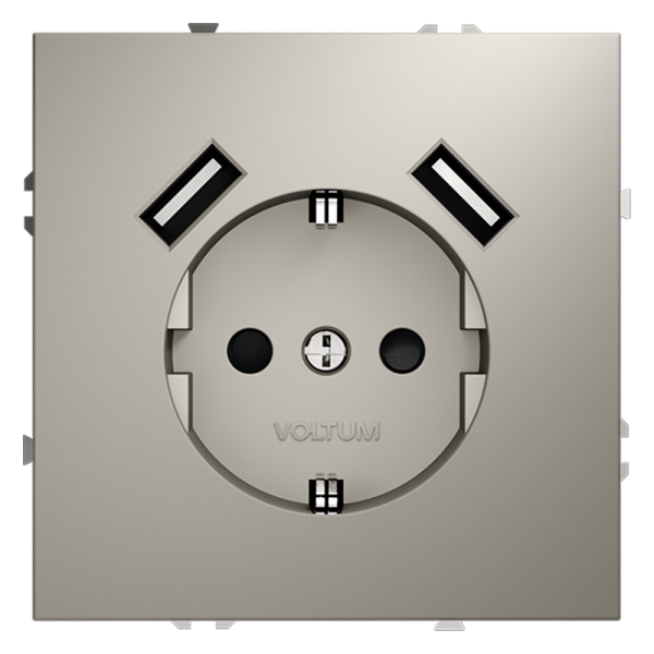 Розетка встраиваемая Voltum S70 с заземлением и защитными шторками, 16А, с USB, A+A, (кашемир) Розетка встраиваемая Voltum S70 с заземлением и защитными шторками, 16А, с USB, A+A, (кашемир)