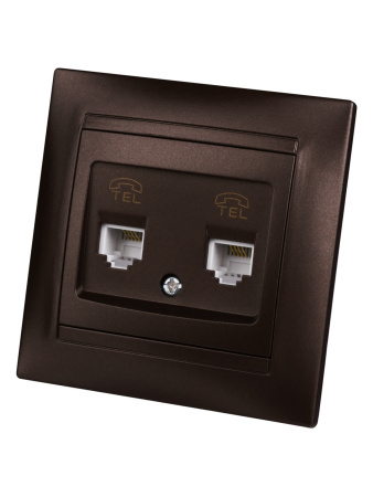 Розетка двойная телефонная RJ11 шоколад "Лама" TDM Розетка двойная телефонная RJ11 шоколад "Лама" TDM
