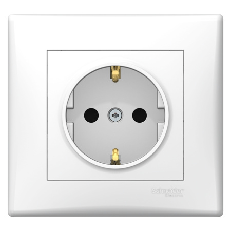 Sedna Розетка СУ 1-м. с з/з, со шторками в сборе 16А Белый IP20 Schneider Electric
