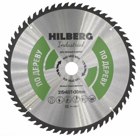 Диск пильный Industrial Дерево 315*30*60Т HW315 Hilberg