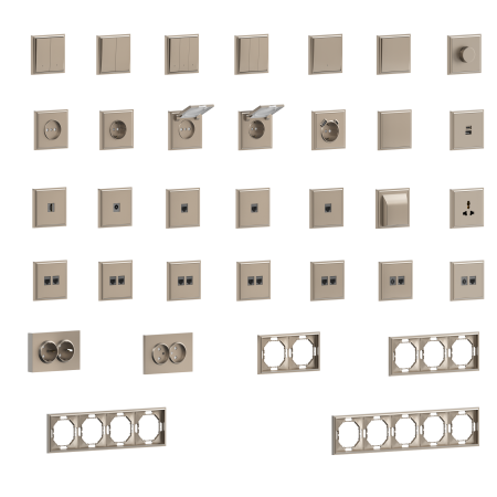 Donel S08 шампань накладка для розетки Schuko с зарядным устройством USB A+C, со шторками 16A 250 В~,серия DB