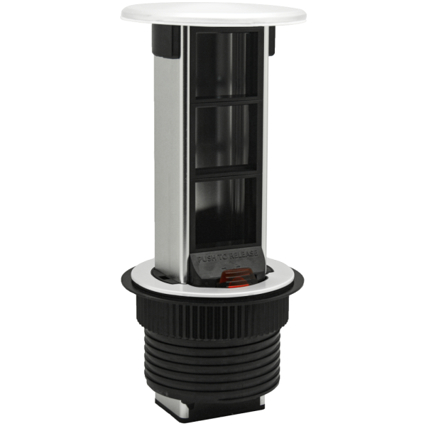 Donel Настольный встраиваемый выдвижной розеточный блок Vertical 6 мод. (3 мод. 45х45), белый