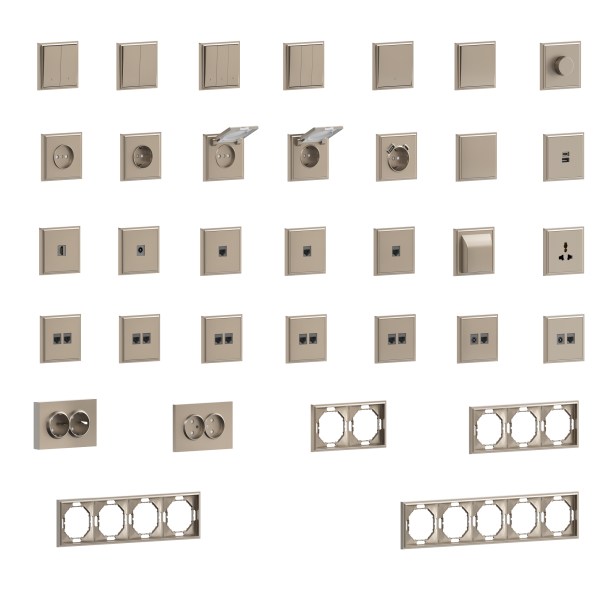 Donel S08 шампань накладка для розетки Schuko с зарядным устройством USB A+C, со шторками 16A 250 В~,серия DB