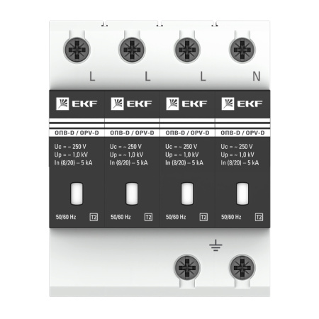 Ограничитель импульсных напряжений ОПВ-D 4П In 5кА 230В с сигн. EKF PROxima 