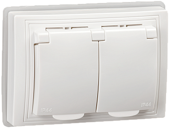 KVARTA Розетка 2-местная РСбш12-3-КБ-44 с з/з с защитными шторками и крышкой 16А IP44 белый IEK KVARTA Розетка 2-местная РСбш12-3-КБ-44 с з/з с защитными шторками и крышкой 16А IP44 белый IEK
