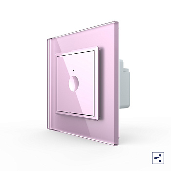 Одноклавишный проходной сенсорный выключатель Module, цвет розовый Livolo