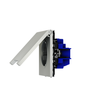 Розетка встраиваемая Voltum S70 с заземлением, защитными шторками и крышкой 16А, (сталь)