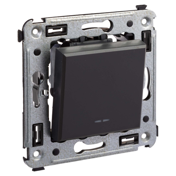 Перекрестный переключатель одноклавишный в стену, "Avanti", "Черный матовый" DKC