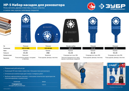 Набор насадок для реноватора, 5 предм., Профессионал, НР-5 ЗУБР