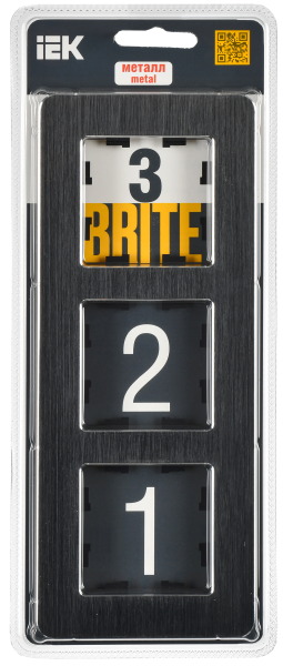 BRITE Рамка 3-мест. РУ-3-1-Бр металл черн. RE AL IEK
