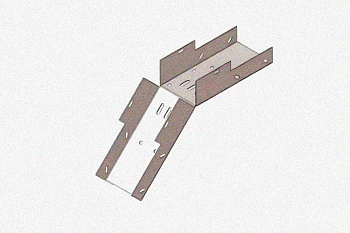 Лоток замковый глухой КСЗГ 200х100-45 УТ1,5 для поворота трассы вниз на 45, оцинкованный лист S1,2