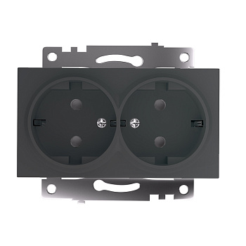 Розетка 2-местная с защитной шторкой (механизм) с/з, 250В, 16А, серия Катрин, графит, GLS16-7114-06 STEKKER