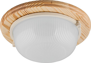 Светильник накладной IP54, 220V 60Вт Е27, дерево, клен, круг НБО 03-60-011