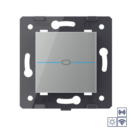 Одноклавишная импульсная сенсорная кнопка Quadro сухой контакт с радиоупр., серый (механизм) Livolo