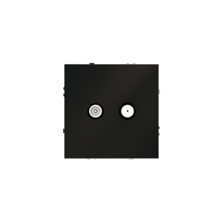 Розетка телевизионная встраиваемая Voltum S70 оконечная TV+SAT, (черный матовый)