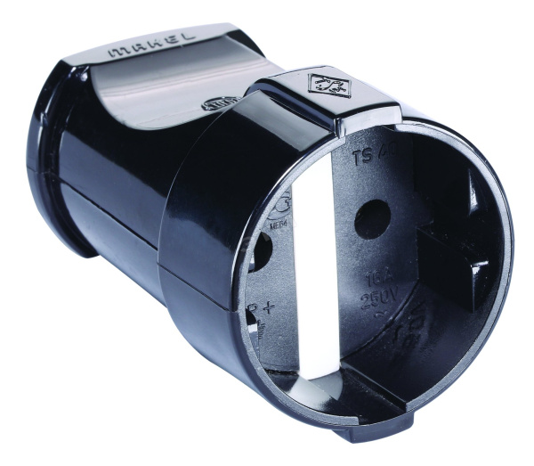 Штепсель 1 гнездо без заземления черный