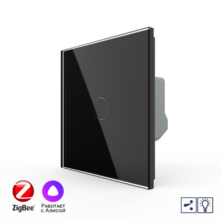 Одноклавишный проходной умный сенсорный диммер Livolo ZigBee, 1 пост, Черный VL-C701SD2Z-2BG