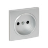 Валенсия Лицевая панель розетки 1-местной б/з 10 А сталь с защ, штор, EKF