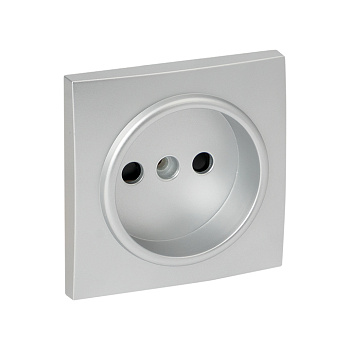 Валенсия Лицевая панель розетки 1-местной б/з 10 А сталь с защ, штор, EKF