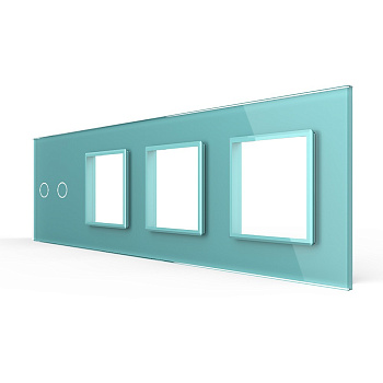 Панель для сенсорного выключателя и 3-х розеток, 2 клавиши, цвет зеленый, стекло Livolo