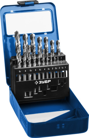 ПРОФ-А 19шт(1-10мм), Набор сверл по металлу, сталь Р6М5, класс А, мет.бокс ЗУБР