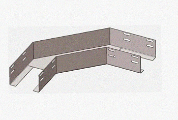Лоток угловой замковый перфорированный КГЗ 250х65-90 УТ1,5 поворот на 90, горячее цинкование, S1,5