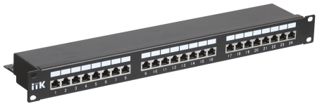 ITK 1U патч-панель кат.5E STP 24 порта (Dual) с кабельным органайзером