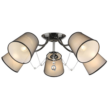 Люстра потолочная Темный хром/Бежевый, Прозрачный E14 5*60Вт 297-127-05 VELANTE