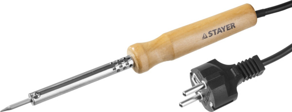 Электропаяльник с деревянной рукояткой STAYER MAXTerm, 60 Вт, клин ЗУБР