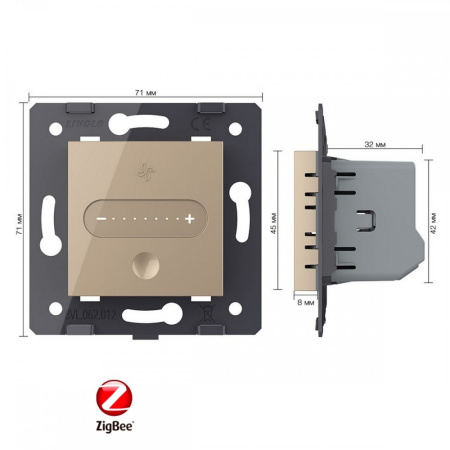 Регулятор вытяжки ZigBee, цвет золотой (механизм) Livolo