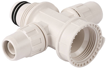 Коллектор "ШиреФит" сборный крестовой "внутренняя резьба - штуцер с гайкой - штуцер с гайкой", 26мм х 16мм ЗУБР