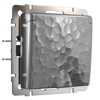 Розетка влагозащ. с зазем. с защит. крышкой и шторками (серебряный) Hammer СУ IP44 Werkel