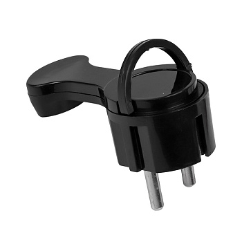 Вилка угловая плоская с/з черная "СТЕЛС" 16А 250В PRO EKF