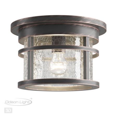 Уличный потолочный св-к IP44 E27 60W 220V VIRTA коричневый/патина ODEON LIGHT